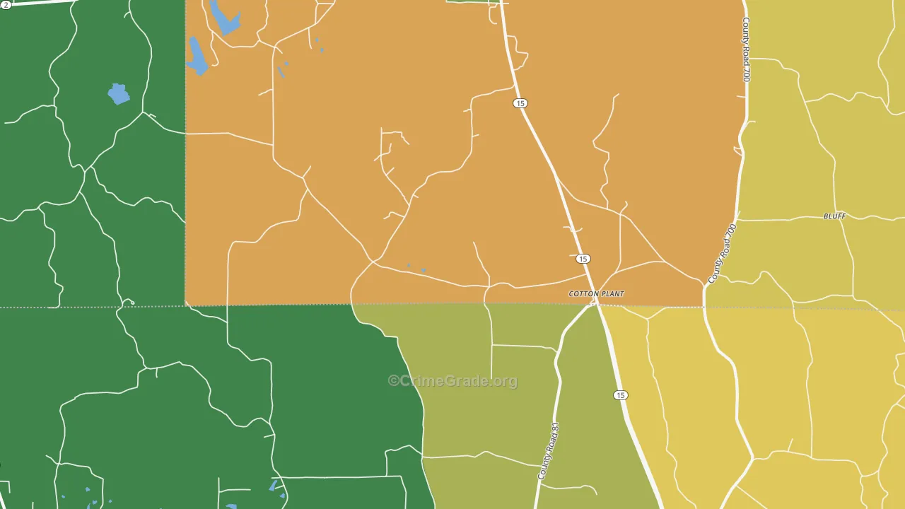 Cotton Plant, MS Map of Robbery Rates