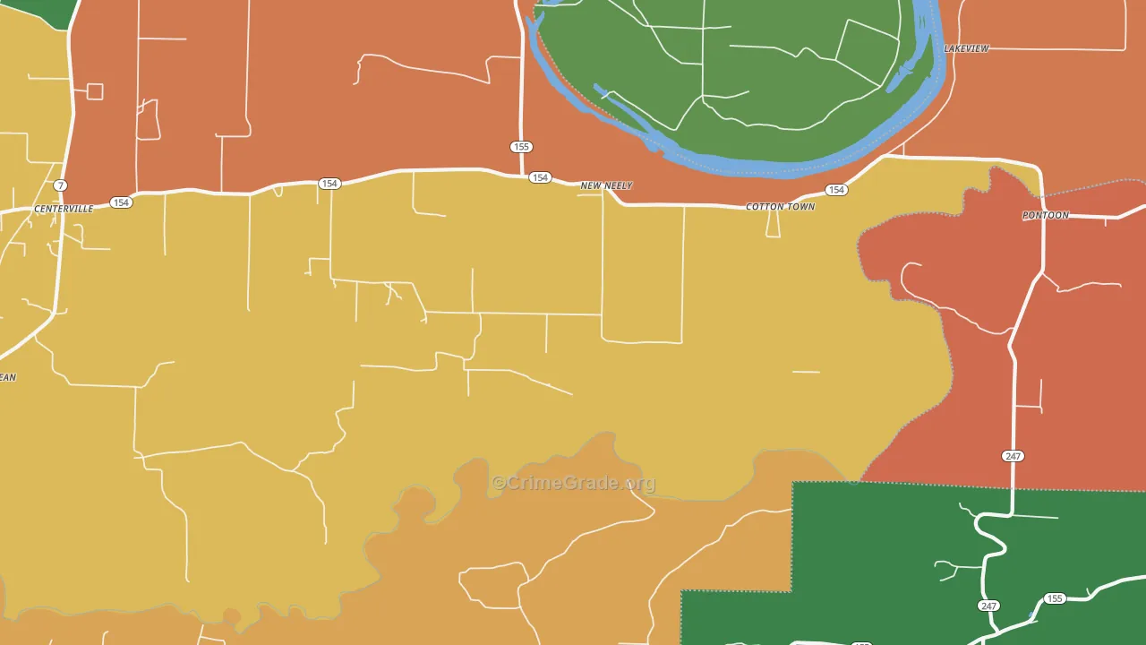 Cotton Town, AR Map of Robbery Rates