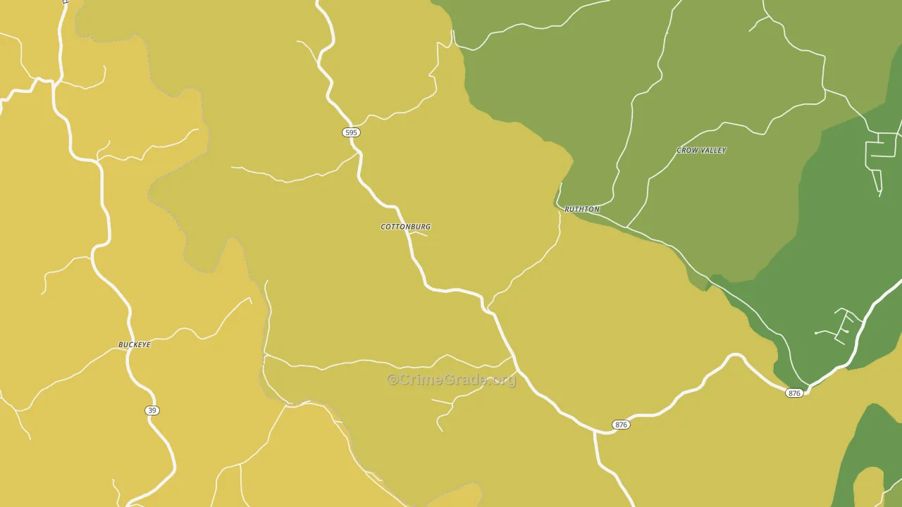 Cottonburg, KY Map of Robbery Rates
