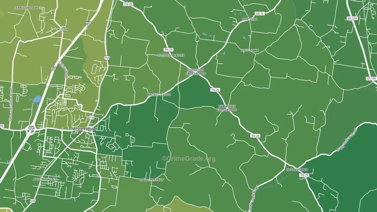 Cottontown, TN Map of Robbery Rates