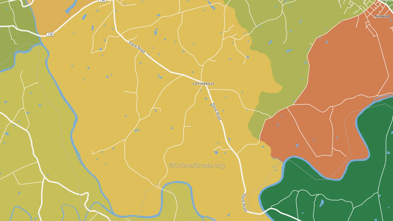 Cottonville, NC Map of Robbery Rates
