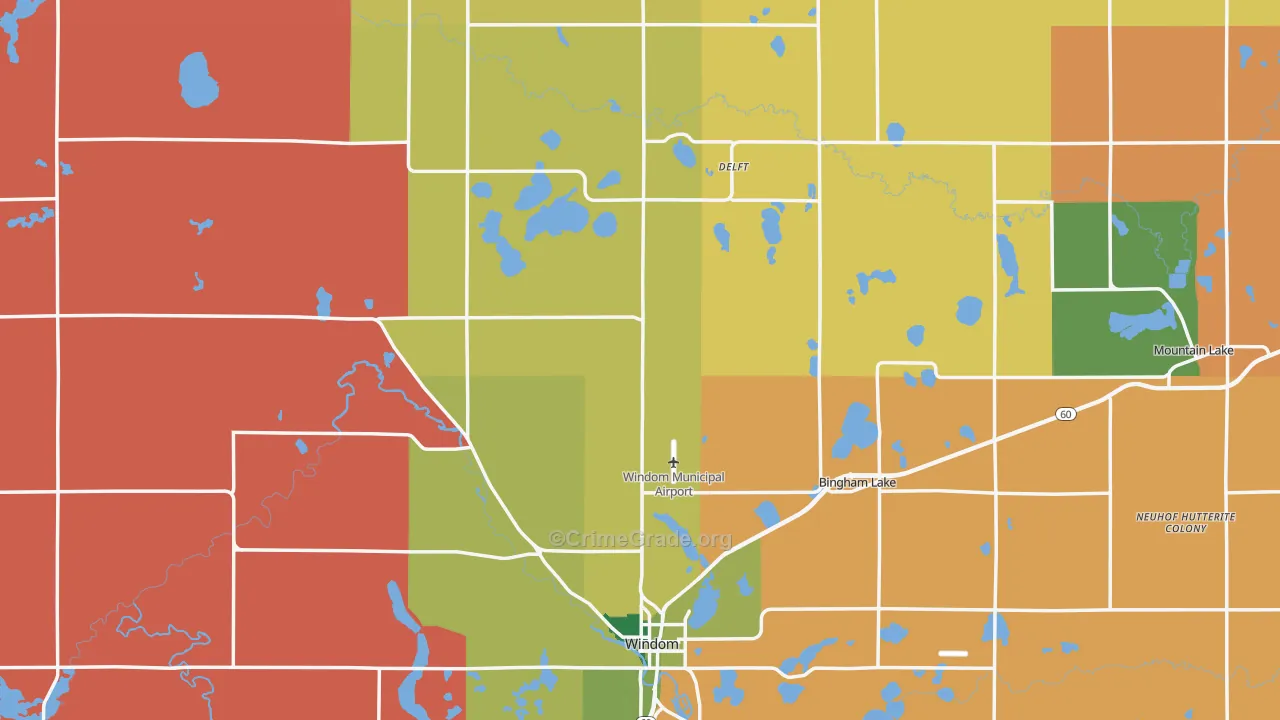 Cottonwood County, MN Map of Robbery Rates