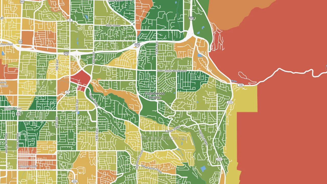 Cottonwood Heights, UT Map of Robbery Rates