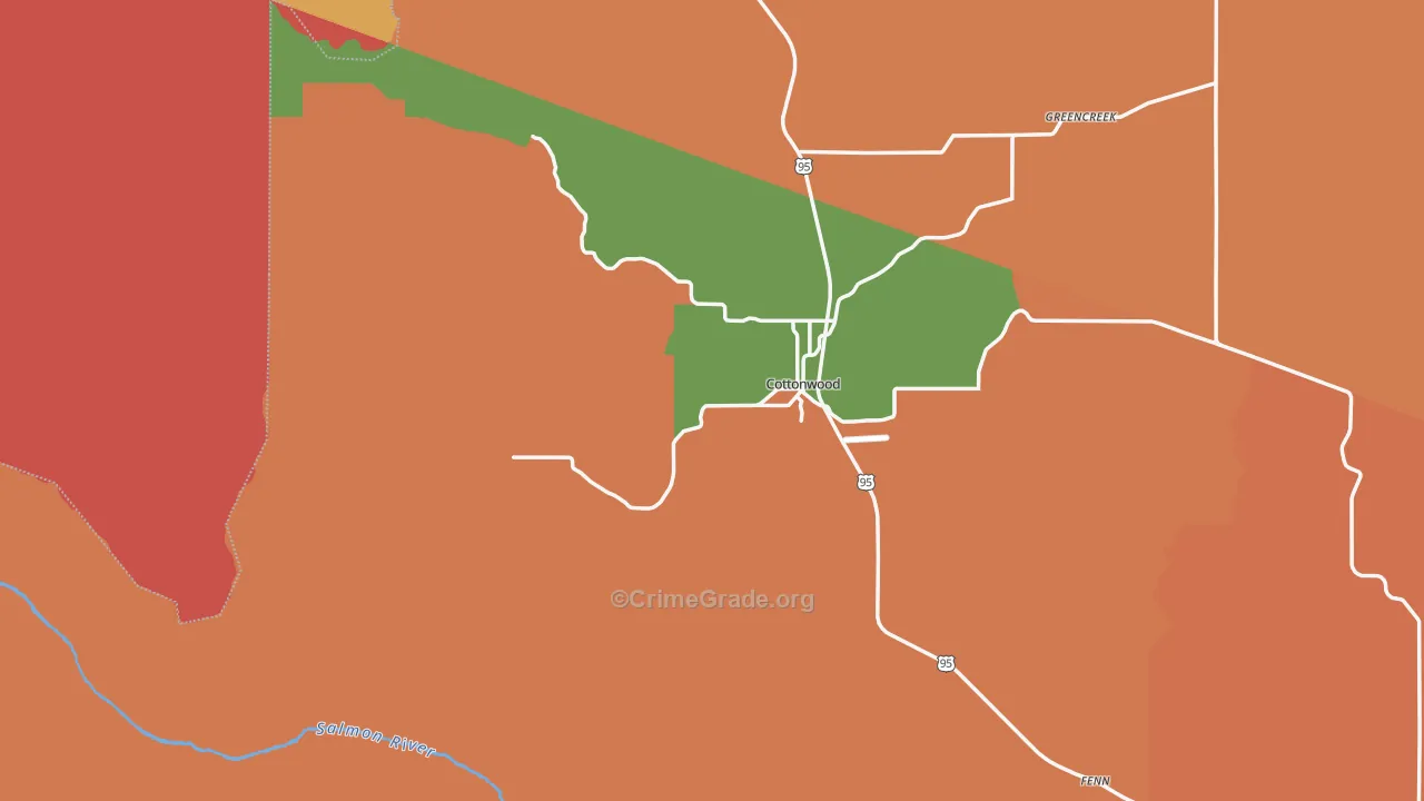 Cottonwood, ID Map of Robbery Rates