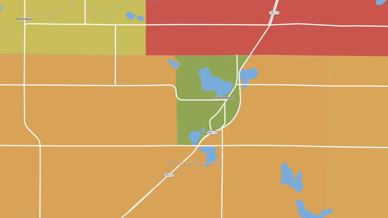 Cottonwood, MN Map of Robbery Rates