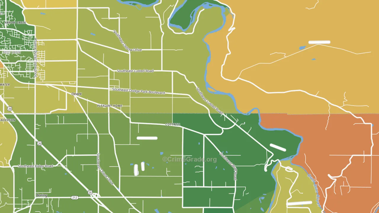 Cottrell, OR Map of Robbery Rates