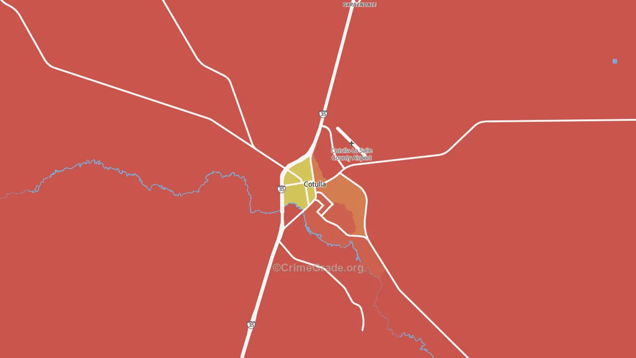 Cotulla, TX Map of Robbery Rates
