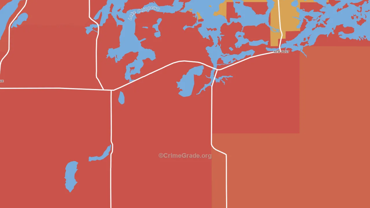 Couderay, WI Map of Robbery Rates