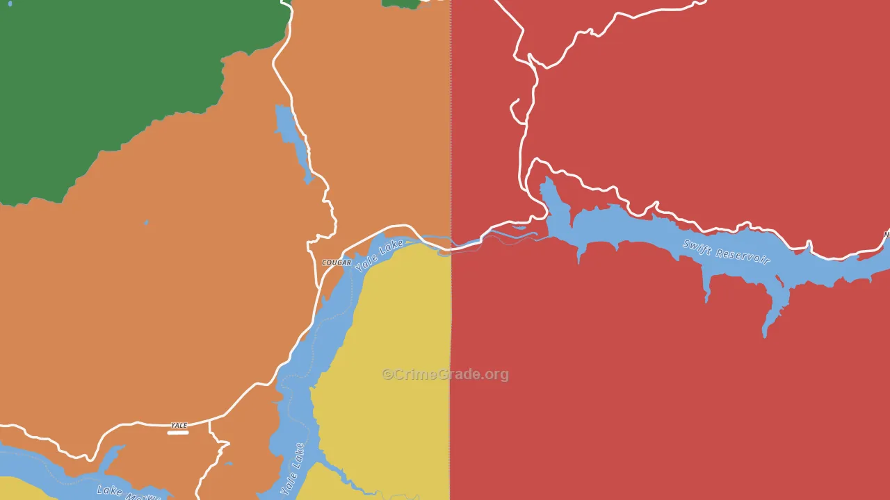 Cougar, WA Map of Robbery Rates