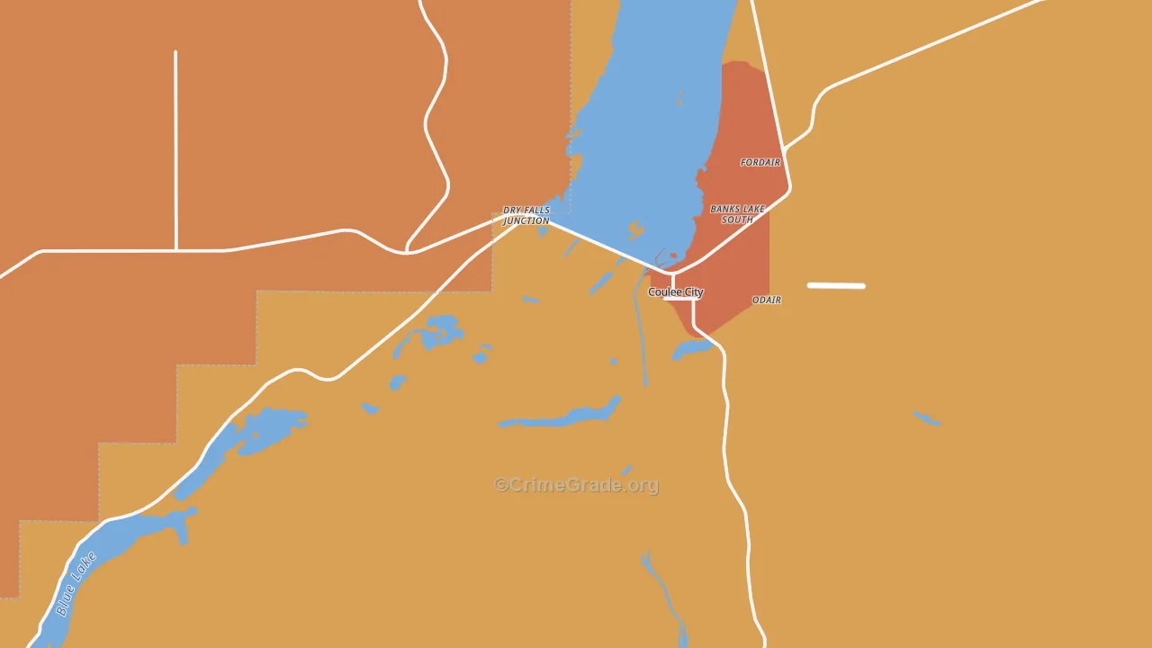 Coulee City, WA Map of Robbery Rates