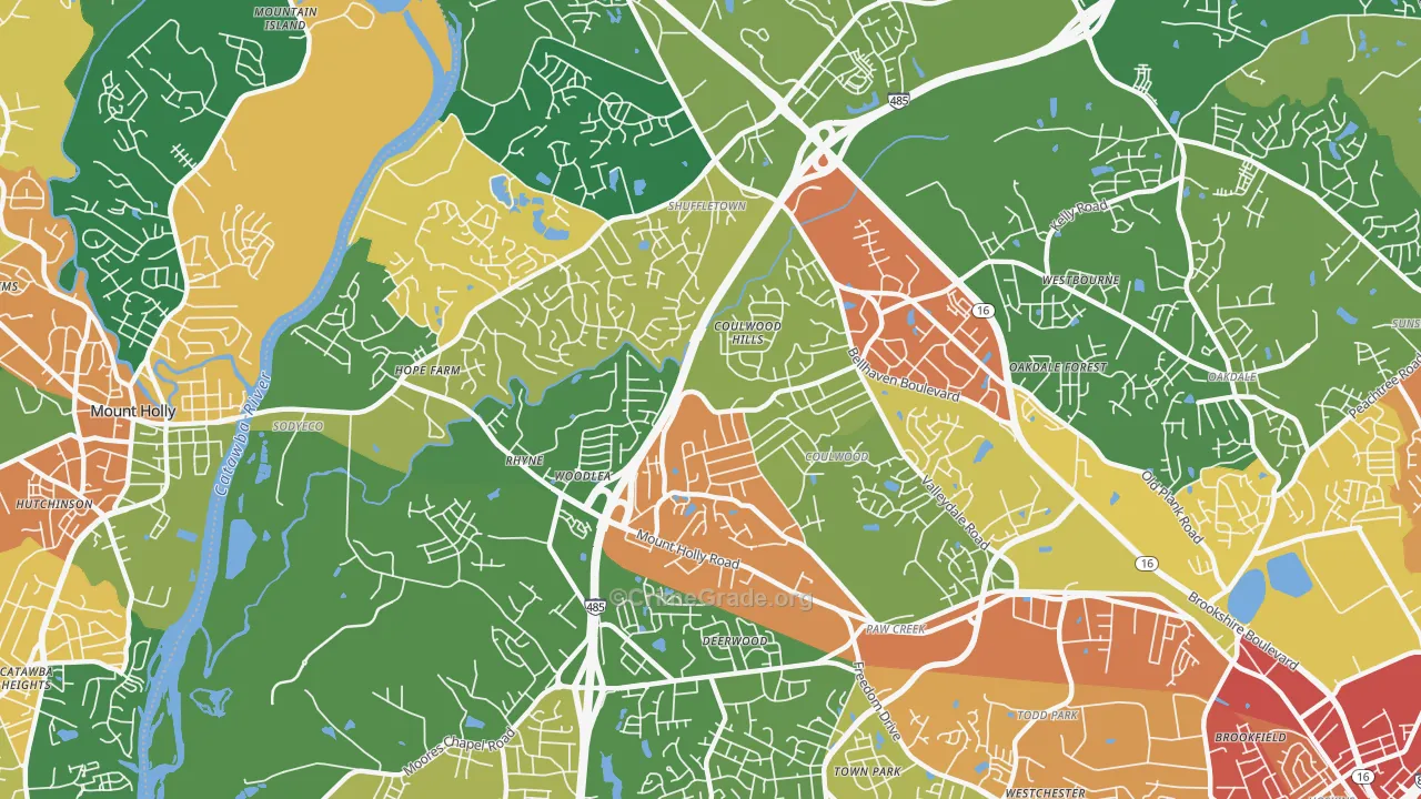 Coulwood West, Charlotte, NC Map of Robbery Rates