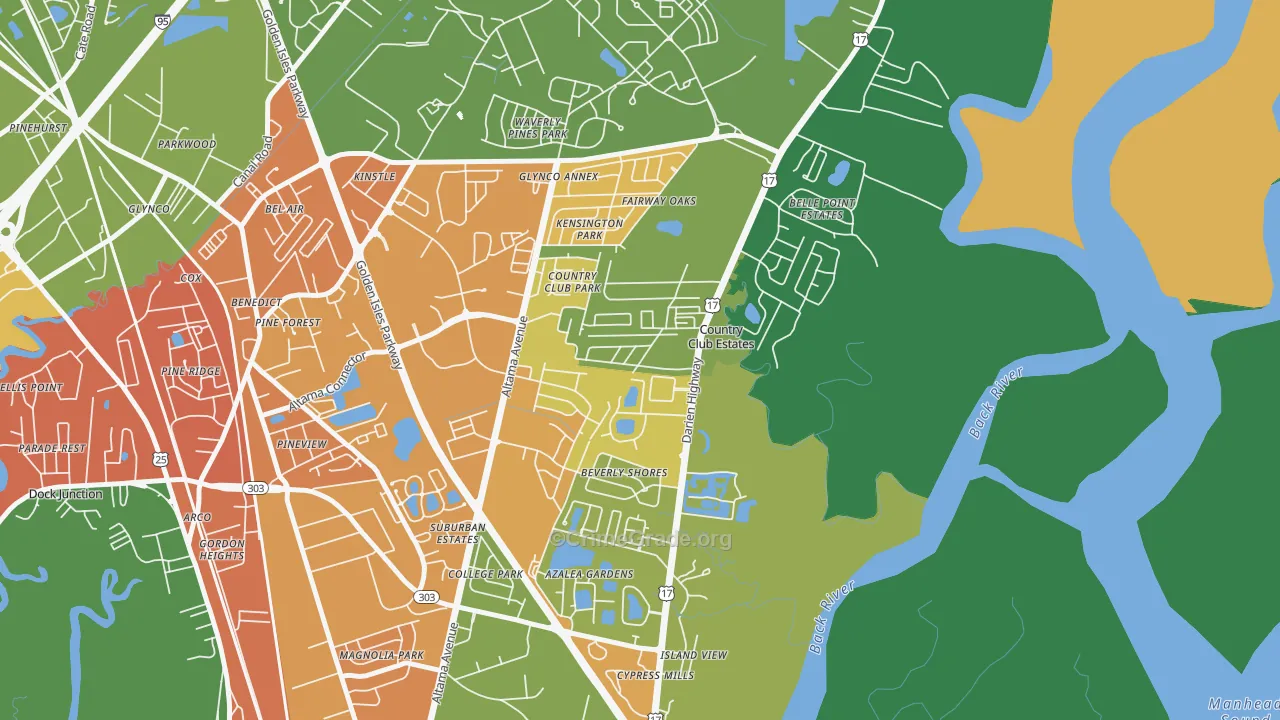 Country Club Estates, GA Map of Robbery Rates