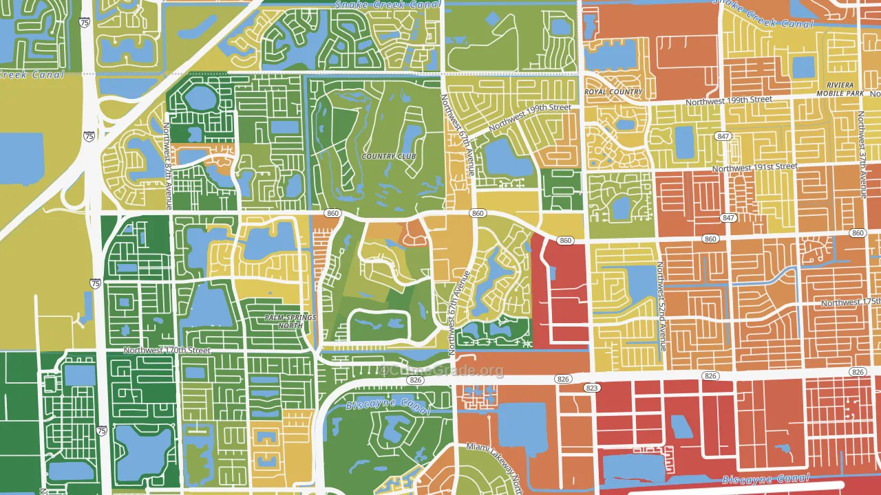 Country Club, FL Map of Robbery Rates