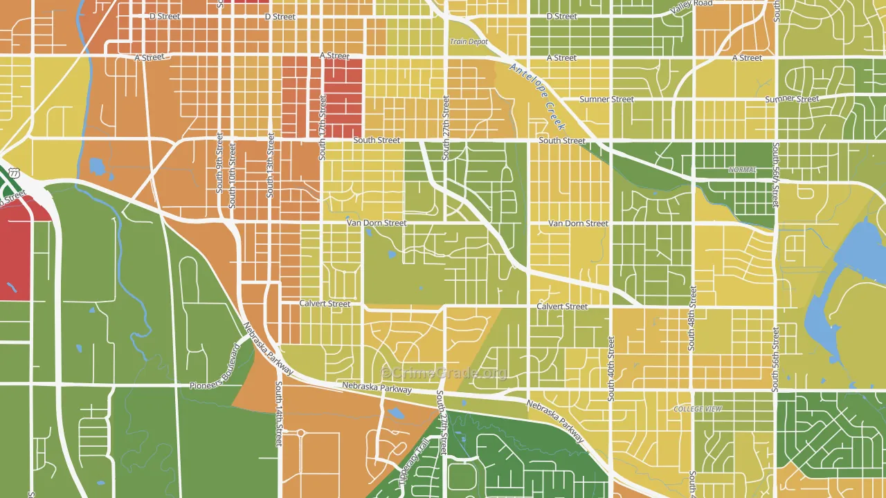 Country Club, Lincoln, NE Map of Robbery Rates