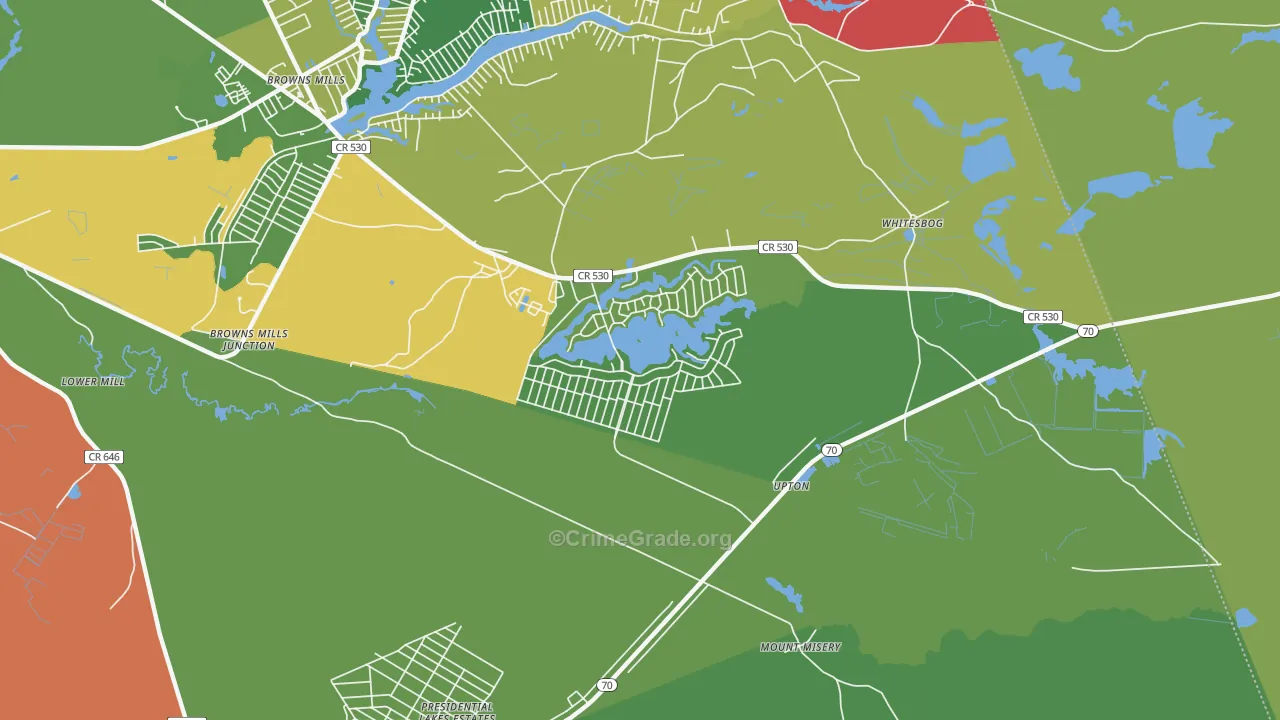 Country Lake Estates, NJ Map of Robbery Rates