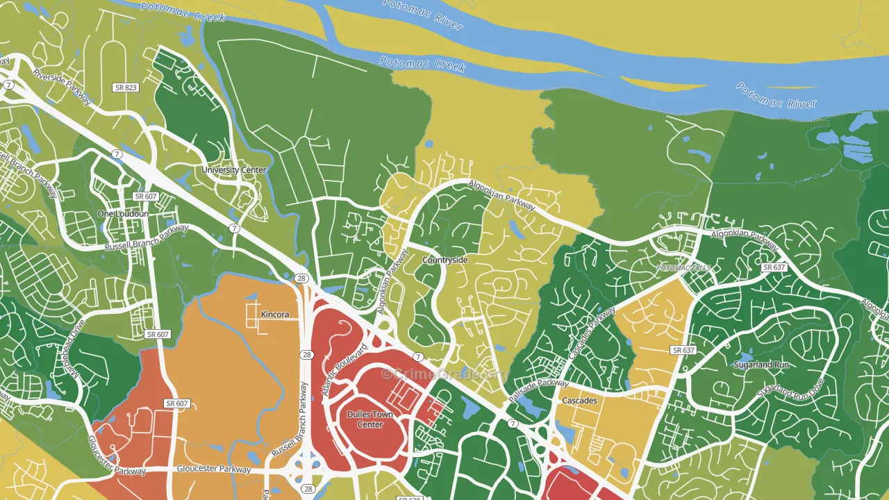Countryside, VA Map of Robbery Rates