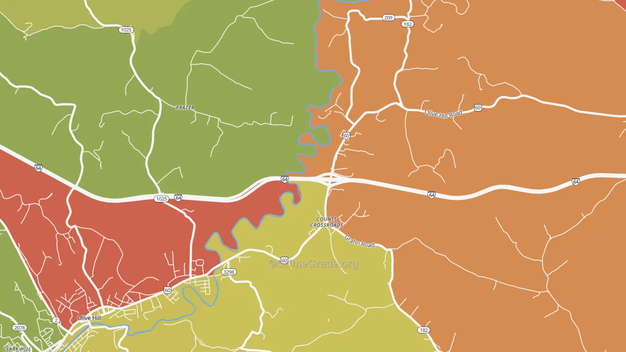 Counts Crossroads, KY Map of Robbery Rates