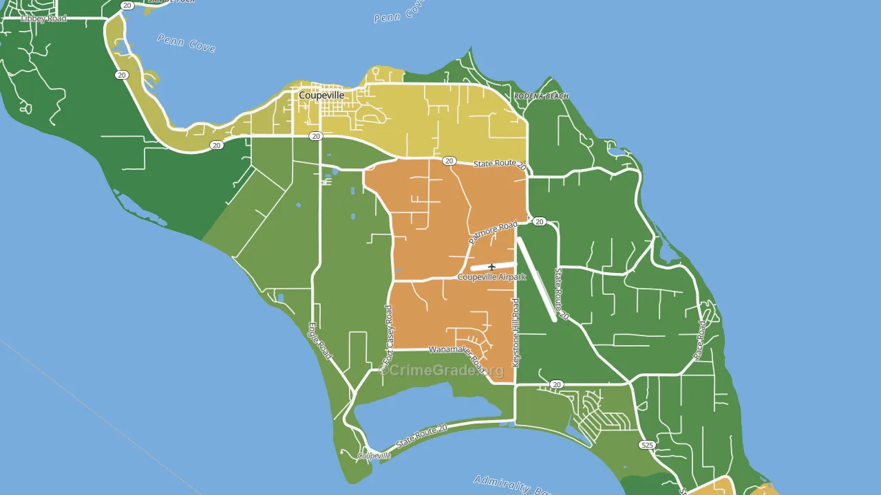 Coupeville, WA Map of Robbery Rates