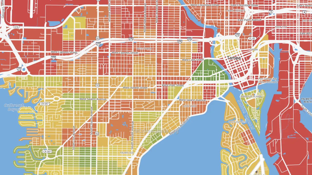 Courier City, Tampa, FL Map of Robbery Rates