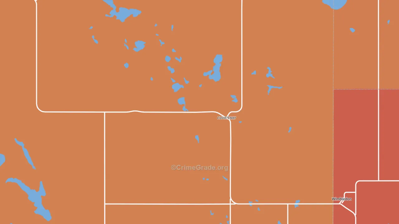 Courtenay, ND Map of Robbery Rates