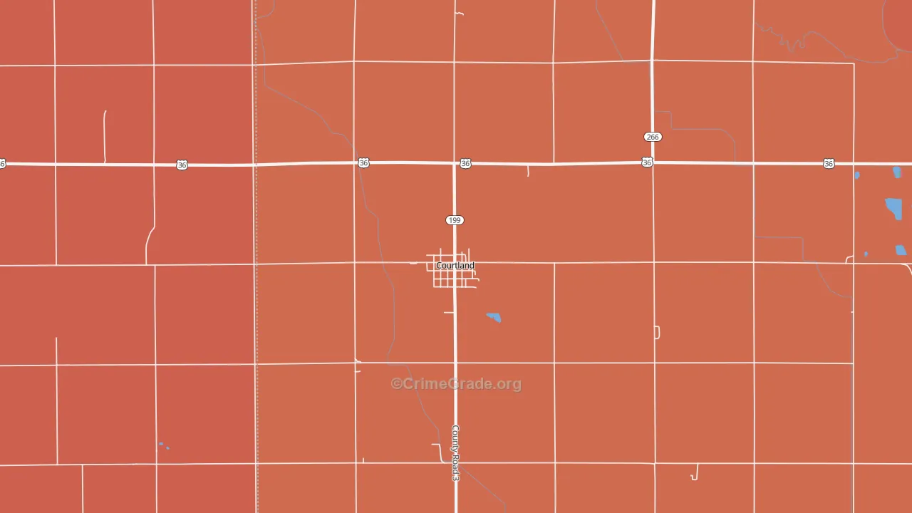 Courtland, KS Map of Robbery Rates