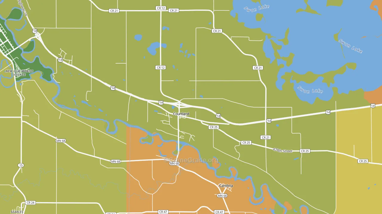 Courtland, MN Map of Robbery Rates