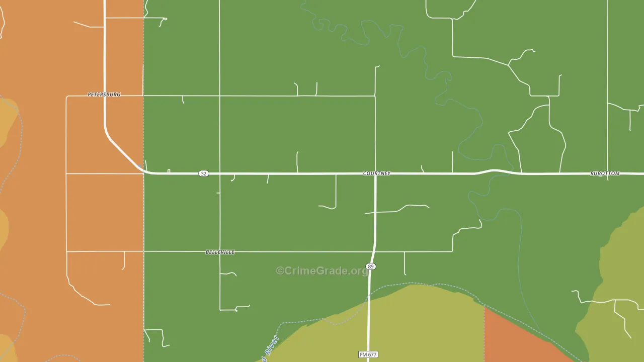 Courtney, OK Map of Robbery Rates