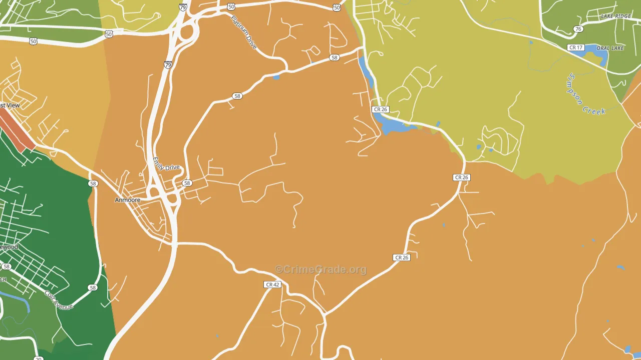 Courtright, WV Map of Robbery Rates