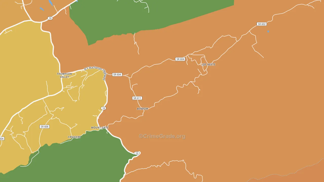 Cove Creek, VA Map of Robbery Rates