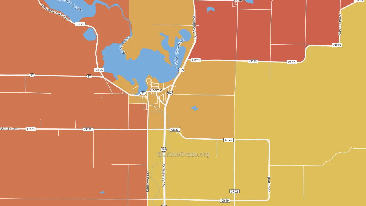 Cove, MN Map of Robbery Rates