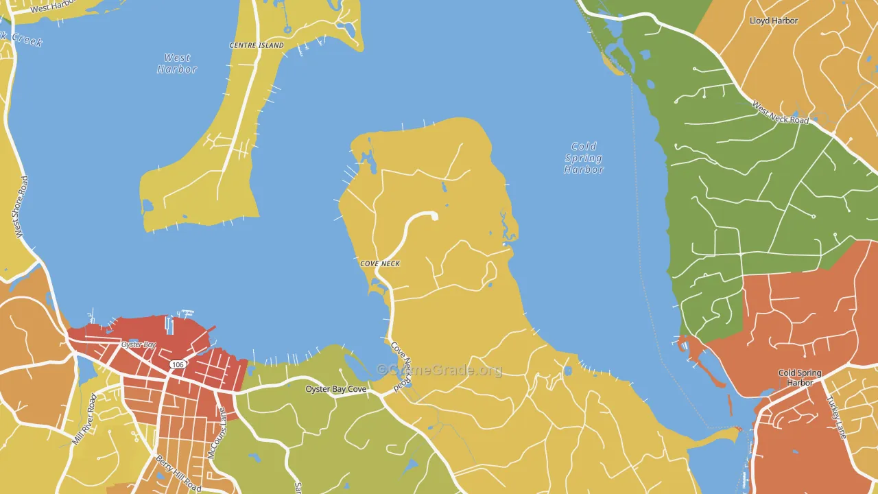 Cove Neck, NY Map of Robbery Rates
