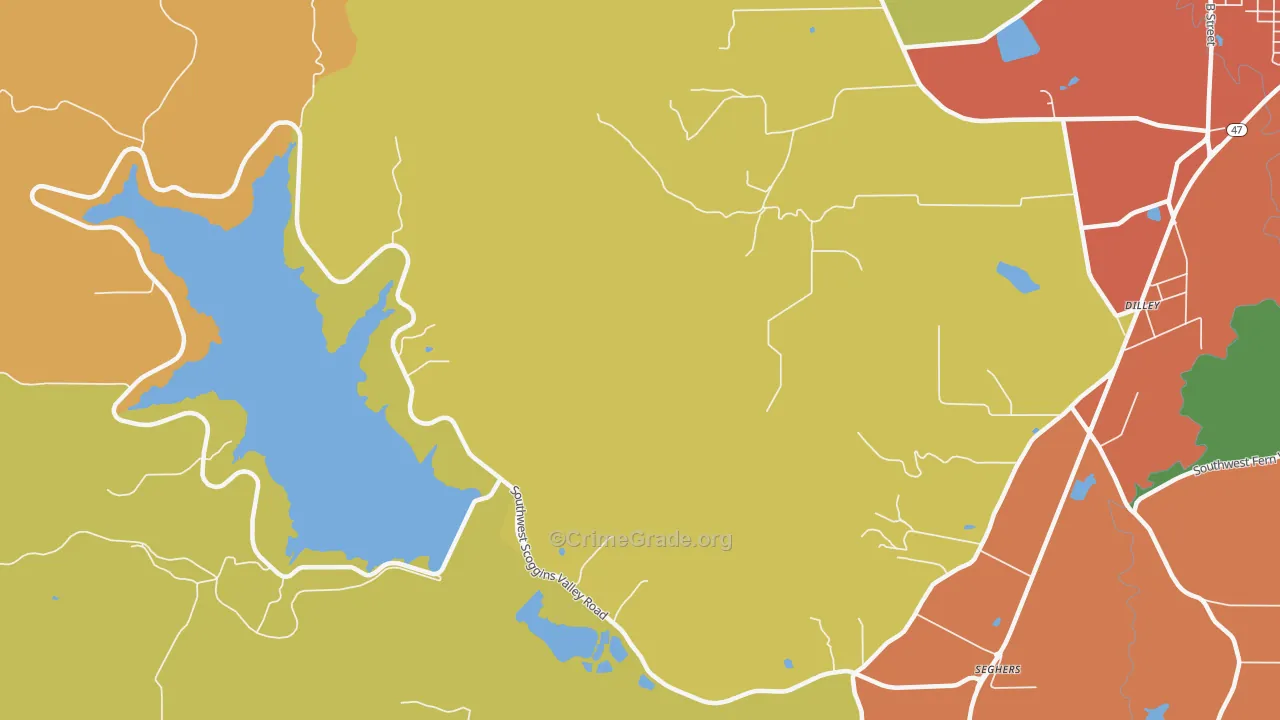 Cove Orchard, OR Map of Robbery Rates