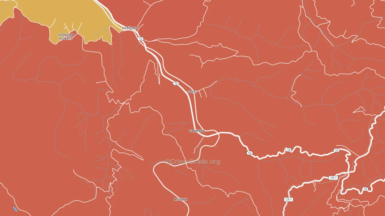 Covel, WV Map of Robbery Rates