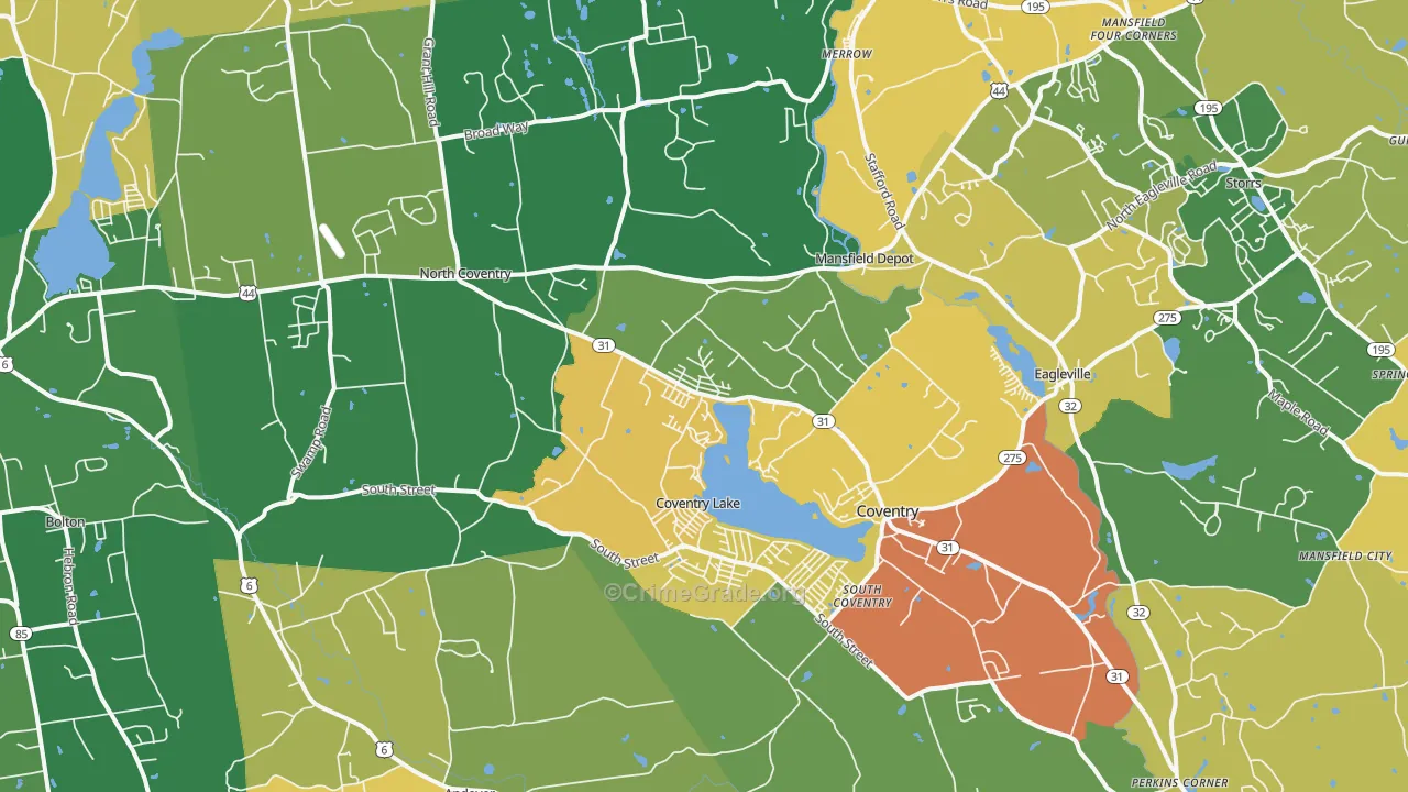 Coventry, CT Map of Robbery Rates