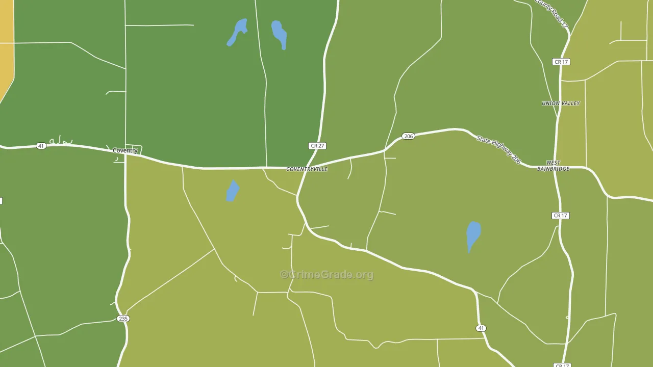 Coventryville, NY Map of Robbery Rates
