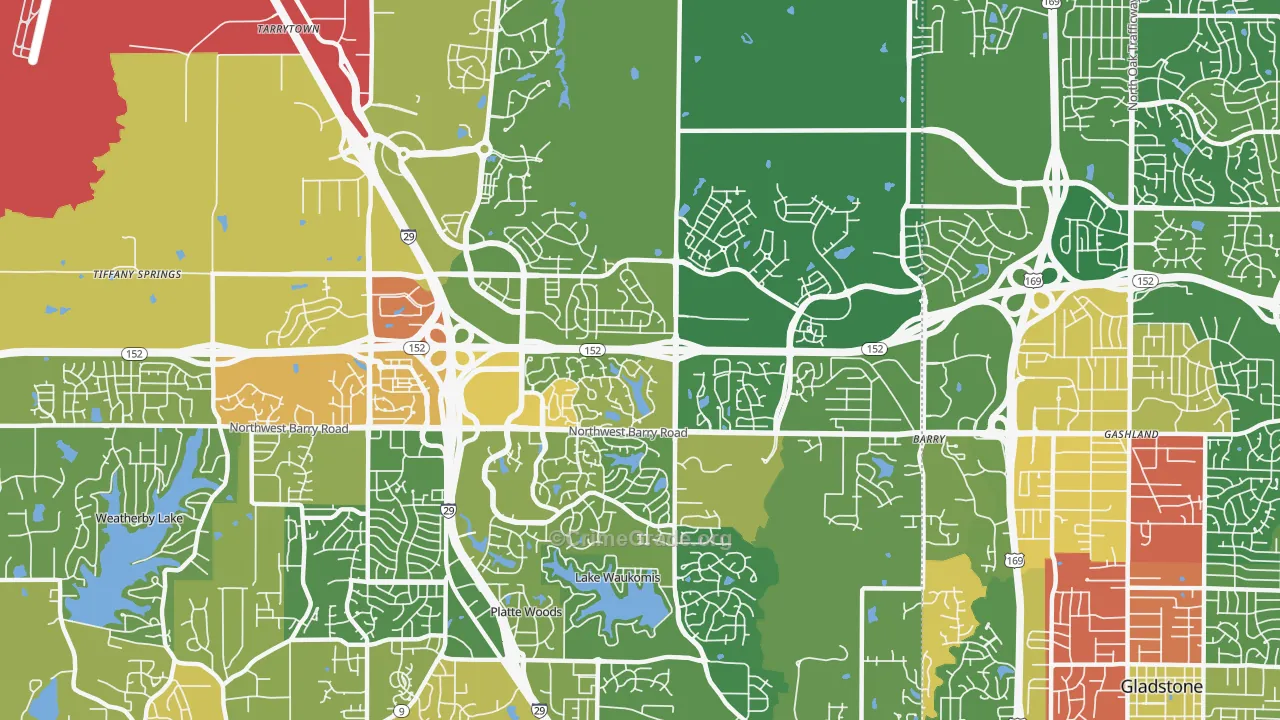 Coves North, Kansas City, MO Map of Robbery Rates