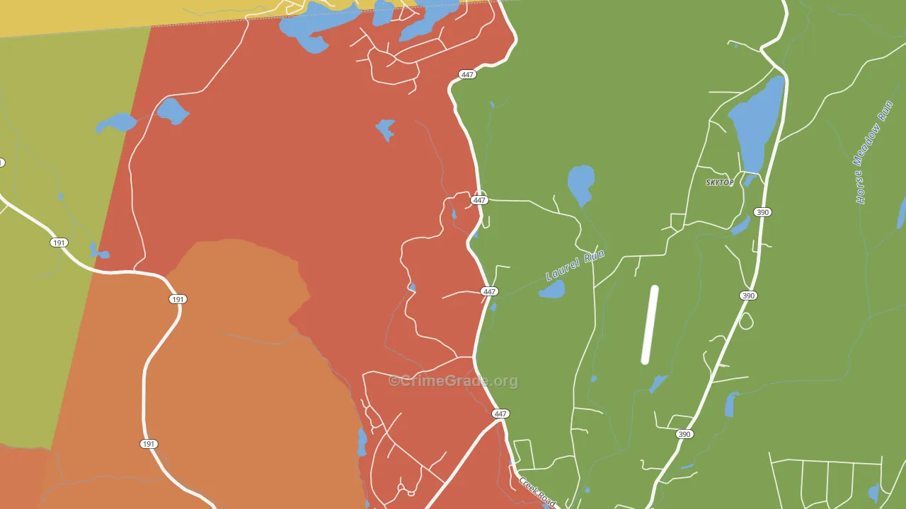 Coveville, PA Map of Robbery Rates