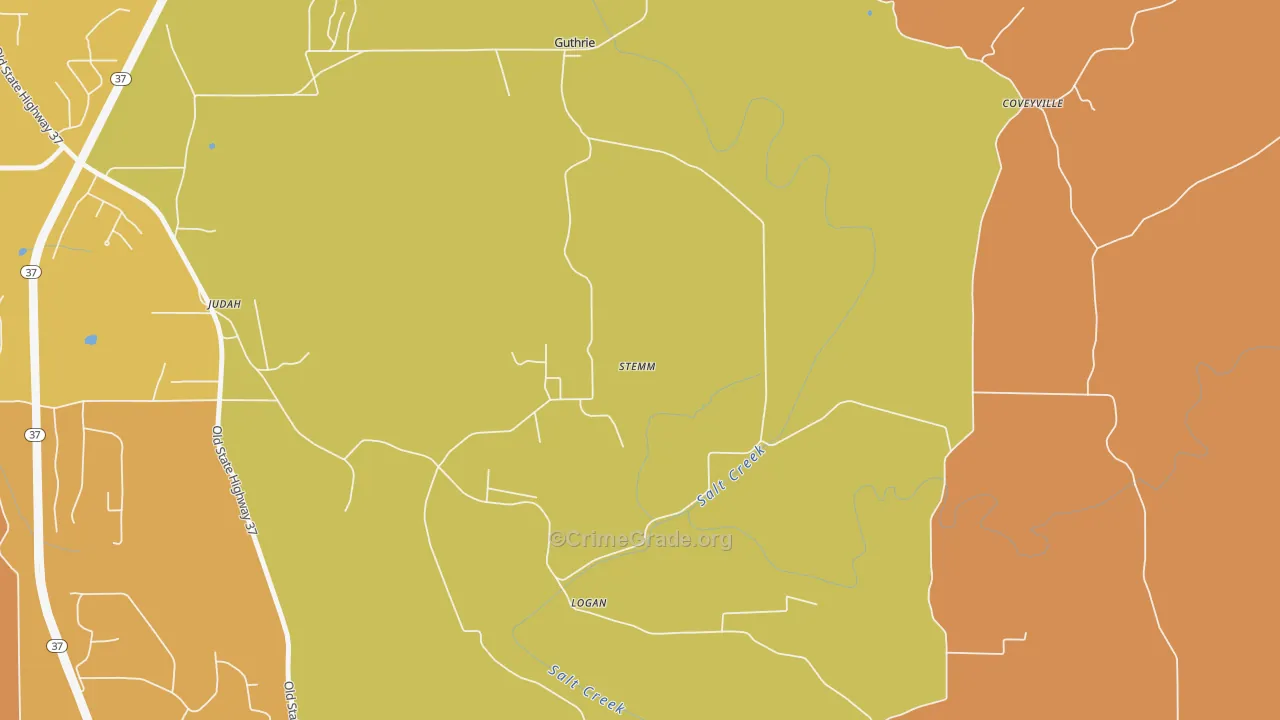 Coveyville, IN Map of Robbery Rates