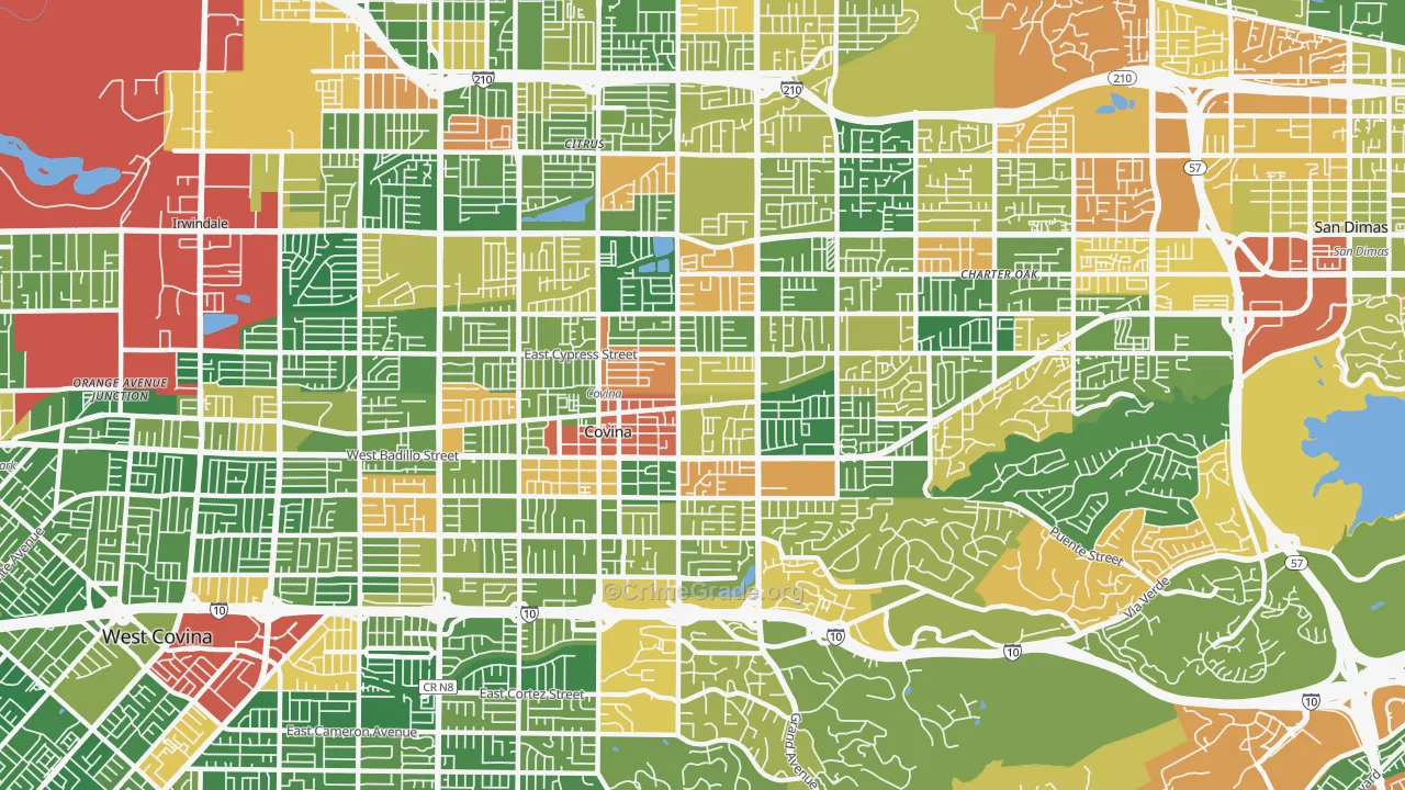 Covina, CA Map of Robbery Rates