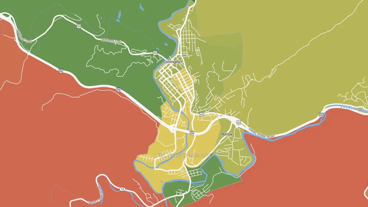 Covington City, VA Map of Robbery Rates