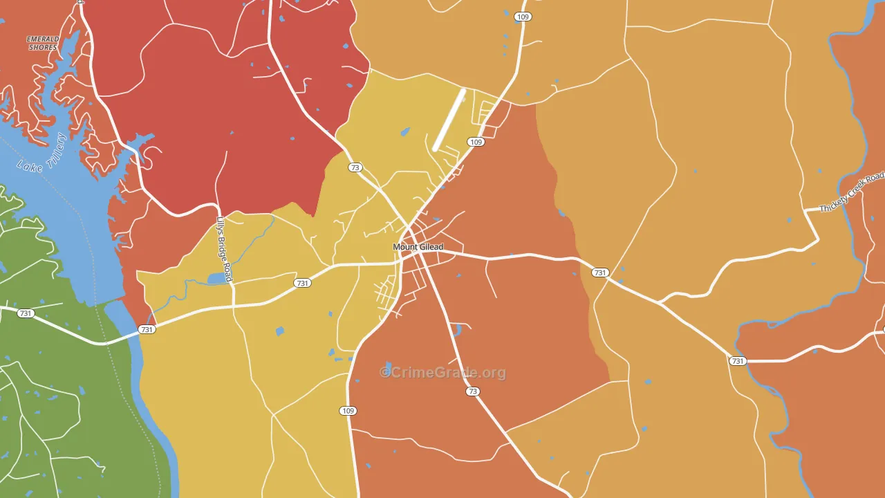 Covington, NC Map of Robbery Rates
