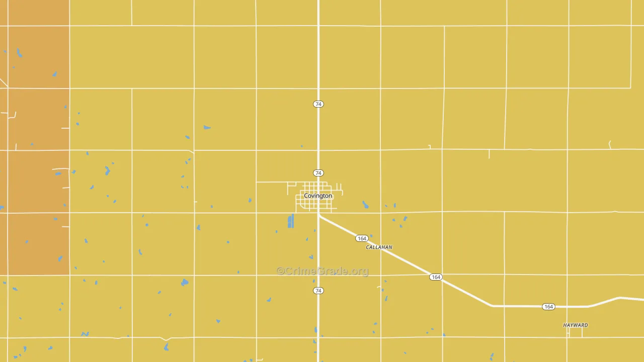 Covington, OK Map of Robbery Rates