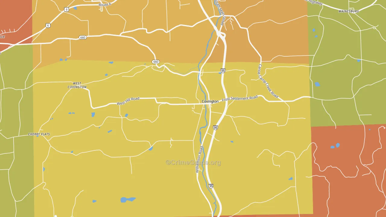 Covington, PA Map of Robbery Rates