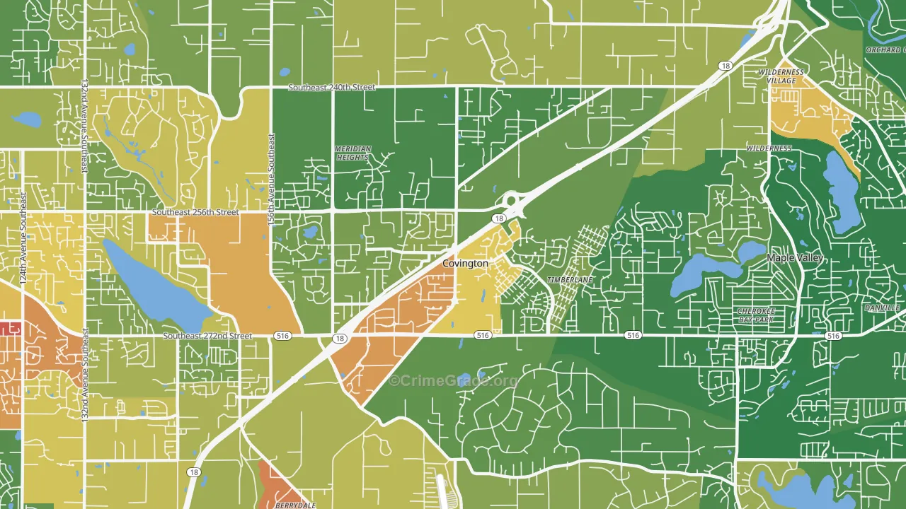 Covington, WA Map of Robbery Rates