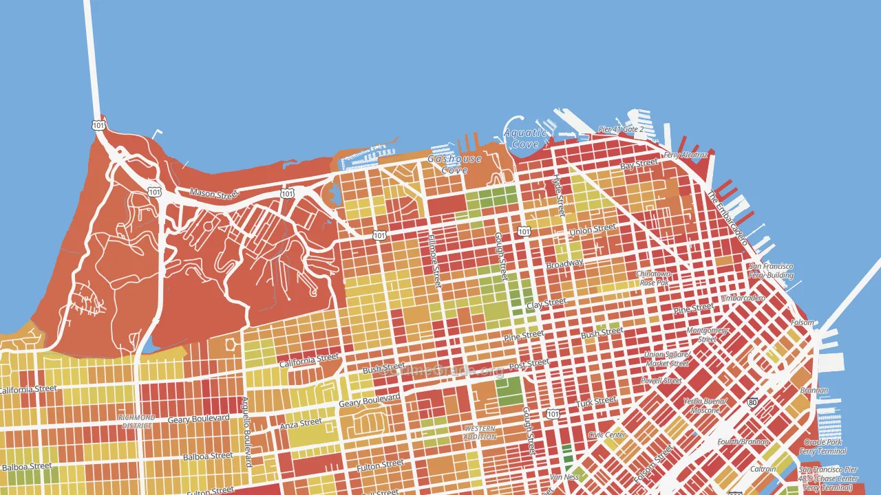 Cow Hollow, San Francisco, CA Map of Robbery Rates