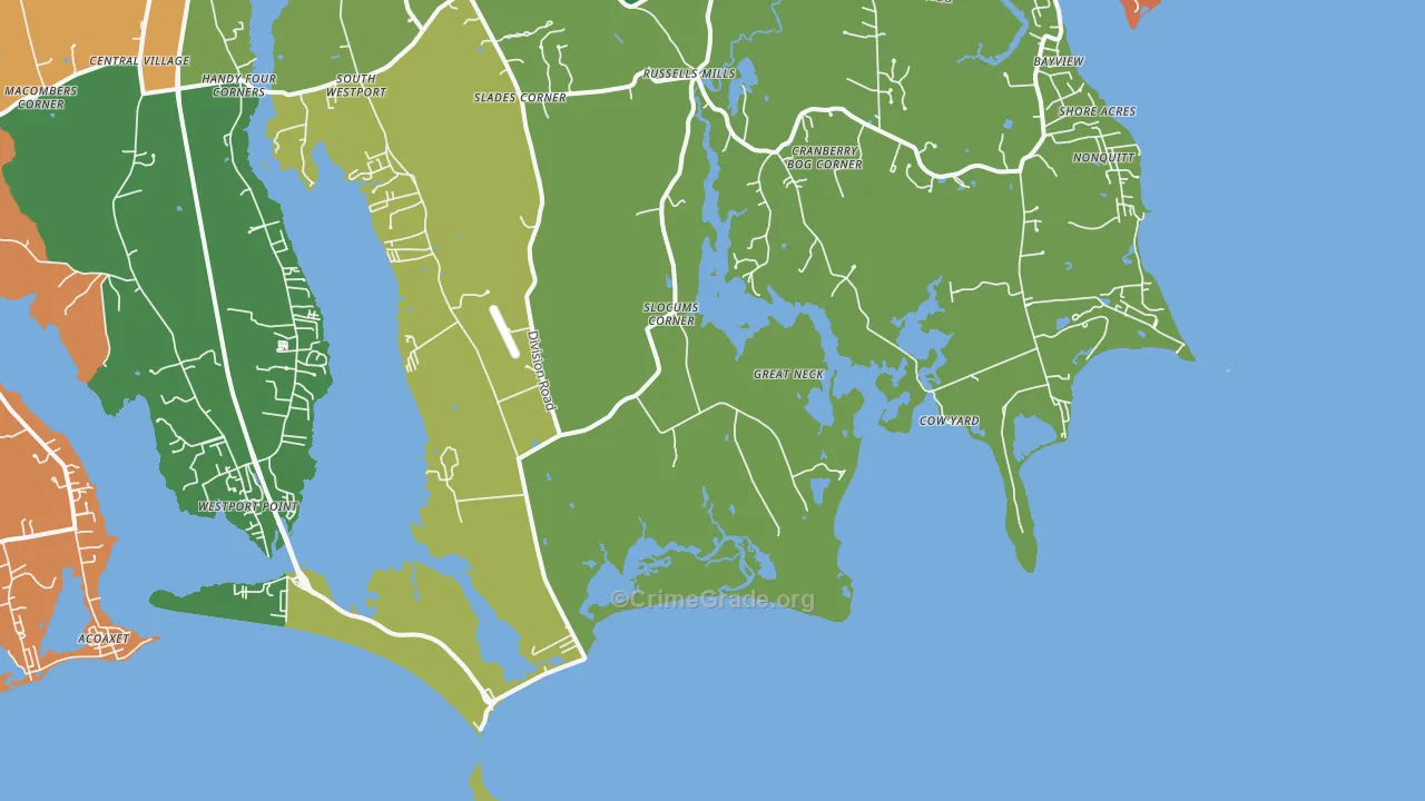 Cow Yard, MA Map of Robbery Rates