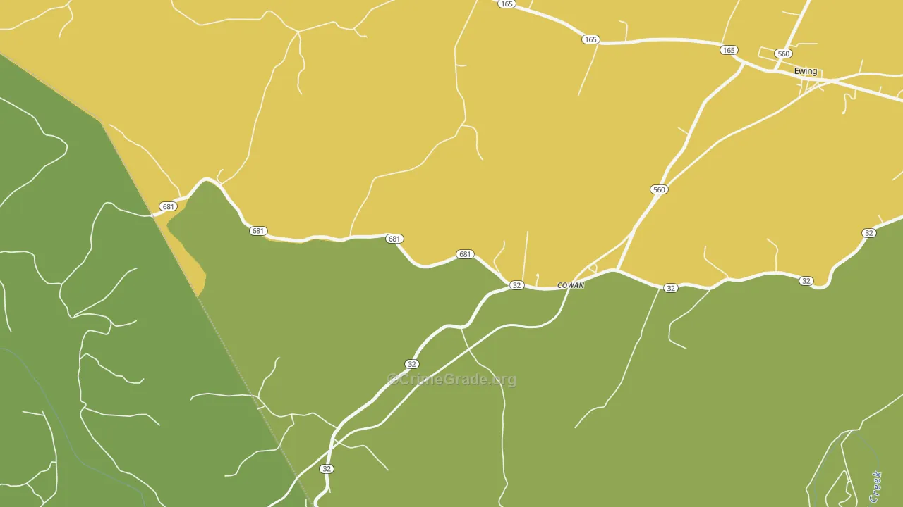 Cowan, KY Map of Robbery Rates