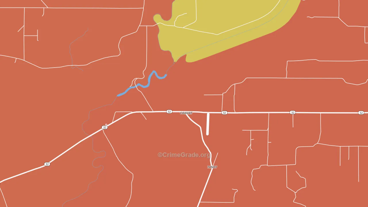 Cowart, MS Map of Robbery Rates