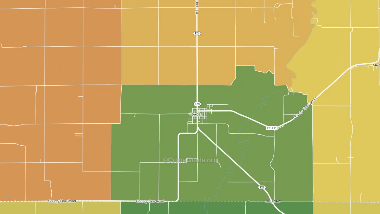 Cowden, IL Map of Robbery Rates