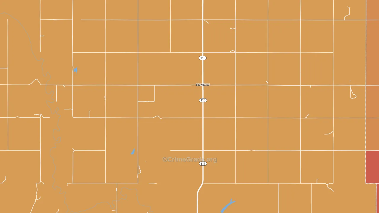 Cowden, OK Map of Robbery Rates